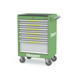 Armoire à outils roulante Fasano Tools à 6 tiroirs, en acier vert, chariot de rangement pour réparation automobile - Product Image 2
