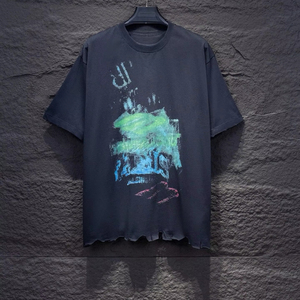 T-shirt personnalisé pour homme, style streetwear hip-hop, coton respirant, étiquette personnalisée, design tendance. - Product Image 1