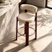 Tabouret de bar moderne minimaliste en bois massif avec dossier, style nordique de luxe léger, chaise de pub