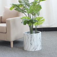 Grand pot de fleurs rond en marbre, ciment et fibre de verre, pour extérieur, jardin, maison, décoration, léger, avec trou de drainage