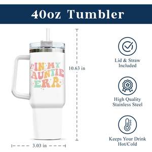 Gobelet personnalisé Auntie Era avec poignée Design classique tasse de voyage et bouteille d'eau cadeau d'annonce parfait - Product Image 3