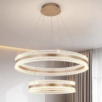Suspension ronde minimaliste moderne en acrylique pour salle à manger, cuisine, chambre et salon Lustre à base de fer à source LED