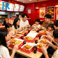 Boîtes à emporter en papier pour poulet frit, frites, nuggets, ailes de poulet, snacks, fast-food, chips, résistantes à la graisse.