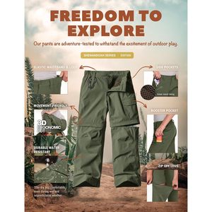 Pantalones de Senderismo para Niños Tesla Gears, Convertibles, con Cierre, de Secado Rápido, UPF 50+, para Campamento al Aire Libre, Unisex, Casuales, de Lona - Product Image 6