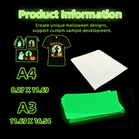Feuille de transfert DTF phosphorescente FCOLOR pour Halloween, film PET lumineux pour impression à chaud sur T-shirt, sweat-shirt et vêtements