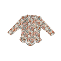 Maillot de bain à volants Spf 50 + en polyester recyclé pour enfants Maillot de bain à fleurs à manches longues Rashie One Piece Daisy Eco-friendly United States