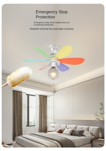 Ventilador de techo de diseño moderno E27 con luz LED, atenuación inteligente, giratorio 360 Control remoto, decoración del hogar para sala de estar - Product Image 3