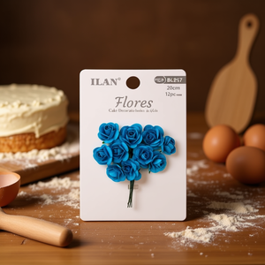 ILAN Flores 20cm 12pcs Rose bleue Fournitures de décoration de gâteaux - Product Image 2