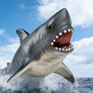 Modelos de animales marinos de simulación yxs para niños, de goma suave, tiburón blanco, megalodón, ballena beluga, ballena <span class=keywords><strong>azul</strong></span>, sha - Product Image 3