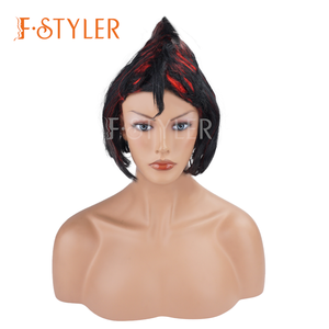 FSTYLER negro corto peluca Cosplay peluca sintética <span class=keywords><strong>para</strong></span> adultos mujeres <span class=keywords><strong>hombres</strong></span> Unisex Cosplay fiesta <span class=keywords><strong>carnaval</strong></span> fábrica <span class=keywords><strong>pelucas</strong></span> al por mayor - Product Image 1