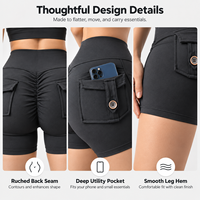 Shorts de sport taille haute sexy pour femme, effet ventre plat, avec poches, pour le yoga et la gym