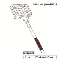 2024 nouveau produit fer maille Steak grille Net Camping Simple et commodité extérieur fil BBQ viande grill panier avec poignée en plastique