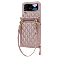 Étui en cuir grande capacité pour téléphone portable avec porte-cartes et fermeture éclair pour Samsung Z Flip 8 7 6 5 4 3 – Housse de protection arrière et portefeuille