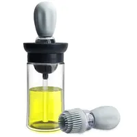 Oil Bottle Brush, Bottle Baster Brush for BBQ,Silicone Oil Brush,Olive Oil  Vinegar Salad Dressing Dispenser Bottle(Blue） 