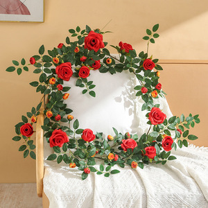 Guirlande de roses artificielles en soie pour la décoration de la maison et des hôtels, décoration murale végétale écologique - Product Image 5