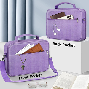 Large <strong>Bible</strong> Cover with Shoulder Strap, Carrying Book Case Church Bag <strong>Bible</strong> Protective with Pen Slots and Zippered Pocket