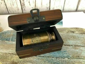 Télescope monoculaire vintage en laiton avec boîte en bois, observation marine portative, artisanat métallique nautique, cadeau de présentation - Product Image 2