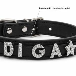 Collar de Metal Resistente para Mascotas con Letras de Diamantes, Personalizable con Nombre y Logotipo, Desmontable, Suministro al por Mayor - Product Image 2