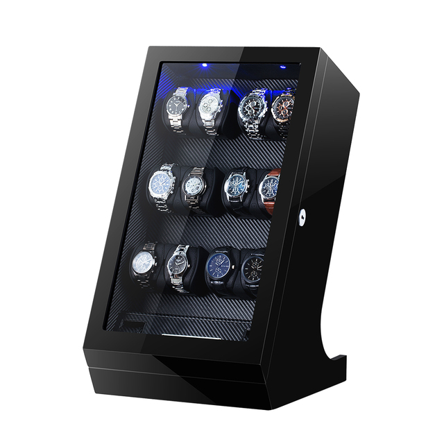 China Wholesale Watch Winder for 12+4 Watches Auto Winding Box With LED Automatic Watch Shaker