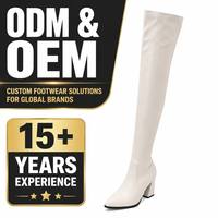 Bottes montantes pour femme à talon épais et bout pointu en cuir synthétique, imperméables, désodorisantes, doublure PU, style Millennial Street (OEM/ODM)