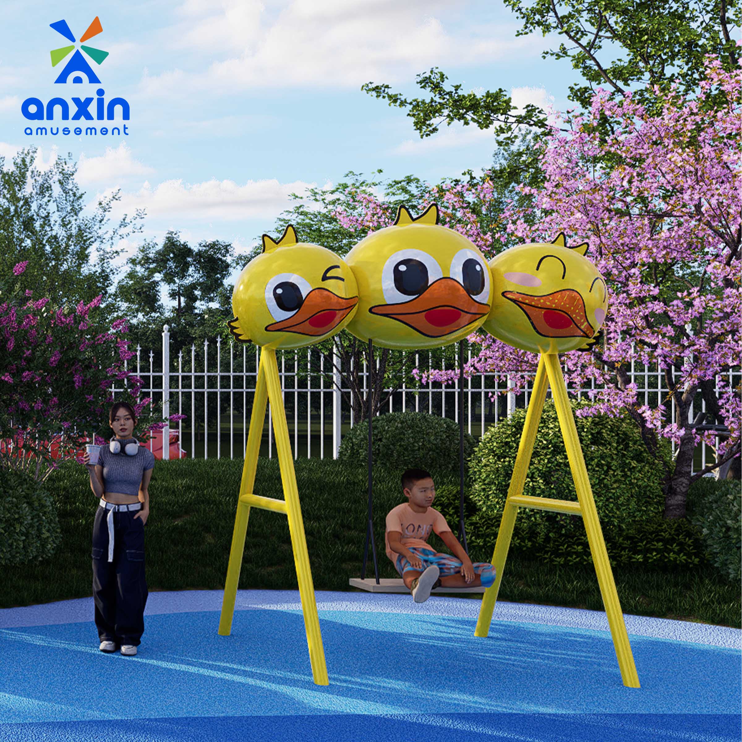 Custom Large Outdoor Amusement Park Equipment Unpowered Theme Park with Steel Facilities for Schools Shopping Malls Made China