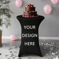 Logo personnalisé en gros n'importe quelle couleur Spandex noir Cocktail Table couvre pour les salons professionnels