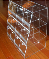 Vitrine de présentation alimentaire en acrylique personnalisée de haute qualité avec 3 plateaux en plastique, présentoir en plexiglas, boîte à gâteaux en plexiglas, boîte alimentaire en plexiglas