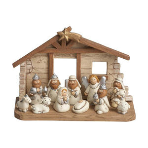 Religieux Miniature Blanc Ensembles De Nativité Statue Figurine Avec Crèche, Lot de 12 - Product Image 1