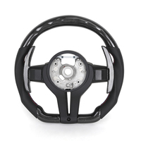 Volant en cuir semi-perforé avec insert rouge et finition en fibre de carbone LED pour BMW F10 F11 F20 F30 F32 M3 F80 M4 F82 M2 F87