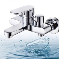 Grifo de Baño Moderno de la Serie Smart, Monomando, Cromado Pulido, con Rociador de Lluvia, Cerámico, Mezclador de Ducha y Bañera de Cobre