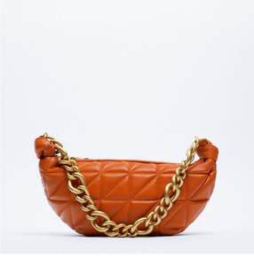 Nuevo diseño de moda tendencia naranja cinturón acolchado acrílico cadena Mini hombro mujer bolso hecho a mano - Product Image 2