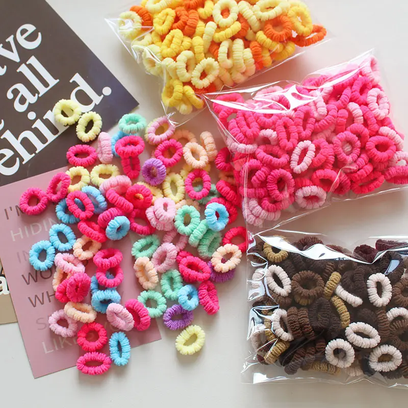 100pcs/pack Children Multicolor Elastic Scrunchies Baby Cute Small Soft Rubber Bands Hair Ties Toddler Infants Hair Accessories