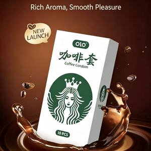 Préservatifs masculins en latex naturel ultra fins, aromatisés au café, OEM en gros, richement lubrifiés, 10 pièces par boîte - Product Image 1