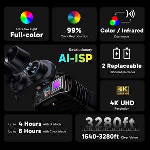 Jumelles de vision nocturne 4K avec objectif de 50 mm, écran HD de 3 pouces, batterie rechargeable de 4000 mAh pour l'observation de la faune et le camping - Product Image 4