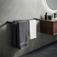 Porte-serviettes et organisateur mural en acier inoxydable pour salle de bain, double barre à serviettes, gain de place, accessoires de salle de bain pour hôtels