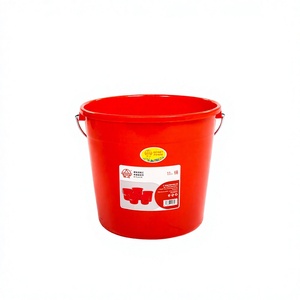Pearl River 11L Plastic <b>Bucket</b> With Handles Red Round Storage Container For Water Carrying <b>And</b> <b>Mopping</b> - Product Image 1