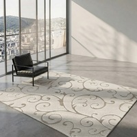 Tapis en polypropylène 8x10, collection Florida Shag, à poils longs, avec support en mousse, motif en spirale, couleur crème beige, anti-déchirure, facile à nettoyer