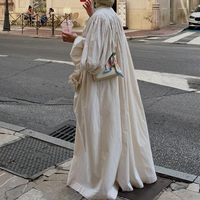 Abaya personnalisée de qualité supérieure en coton et lin, grande taille, manches longues, vente en gros, couleur unie, vêtements islamiques, robe Abaya pour le Ramadan