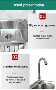 304 נירוסטה בריכת יד יחידה לשטוף כיור עם כף רגל פדלים מסחרי רב תכליתיים לכיור - Product Image 4