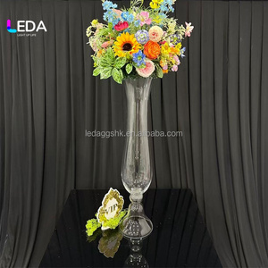 Vase à fleurs transparent en verre de luxe LEDA, 3 pieds de haut, centre de table, décoration de mariage, support à fleurs, décoration pour événements et fêtes - Product Image 5