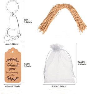 Abrebotellas con huella de plata para Baby Shower, recuerdo para invitados con llavero y etiquetas de bolsas de Organza, regalo de <span class=keywords><strong>bautizo</strong></span> para bebé - Product Image 2