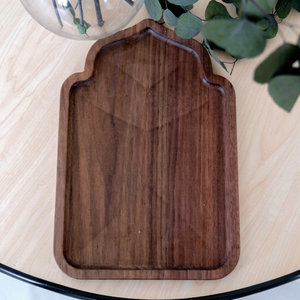 Plateau de service moderne en bois d'acacia et de manguier, décoration islamique, assiette à dattes, cadeau d'accueil arabe pour la célébration de l'Aïd - Product Image 1