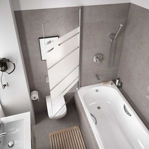 Pantalla de <span class=keywords><strong>bañera</strong></span> sin marco de varios tamaños, <span class=keywords><strong>Panel</strong></span> de ducha de vidrio templado transparente con sello antifugas, divisor de baño moderno - Product Image 5