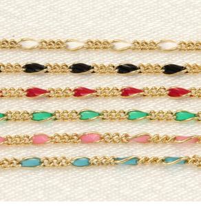 Gp us 14 קראט מלא זהב פיגרו 3 + 1 שרשראות אמייל שרשרת תכשיטים קבועים - Product Image 1