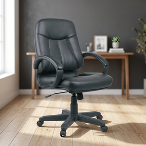 Modern Executive Lift <b>Chair</b> PU Leather Swivel Adjustable Height Tough Mediumback Cushion Armpad <b>High</b> Density Foam - Product Image 3