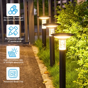 Outdoor LED Garden Light with Sleek Black Post and Disc <strong>Cover</strong> Bright White Glow for Patio Backyard <strong>Pathway</strong> Illumination - Product Image 4