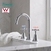 Frascio Chrome Pont Montage Robinet Eau Chaude Froide Salle De Bains Évier Robinets Trois Trous Bassin Robinet pour Salle De Bains En Laiton Évier Robinet Robinet