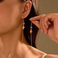 Parure de boucles d'oreilles Novirassine en acier inoxydable plaqué or 18 carats, motif étoile de mer et coquillage bleu et blanc, bijoux pour femme