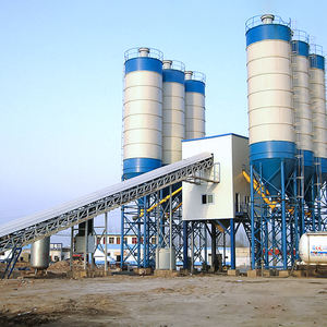 HZS 50 M3/h tanaman Batching beton tetap dengan mengangkat Hopper beton paksa Mixer tanaman beton - Product Image 3
