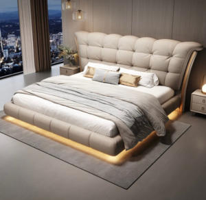 <span class=keywords><strong>Cadre</strong></span> <span class=keywords><strong>de</strong></span> <span class=keywords><strong>lit</strong></span> moderne en cuir véritable italien <span class=keywords><strong>avec</strong></span> design flottant, idéal pour les villas et les hôtels <span class=keywords><strong>de</strong></span> luxe, <span class=keywords><strong>lit</strong></span> capitonné extra-large - Product Image 3